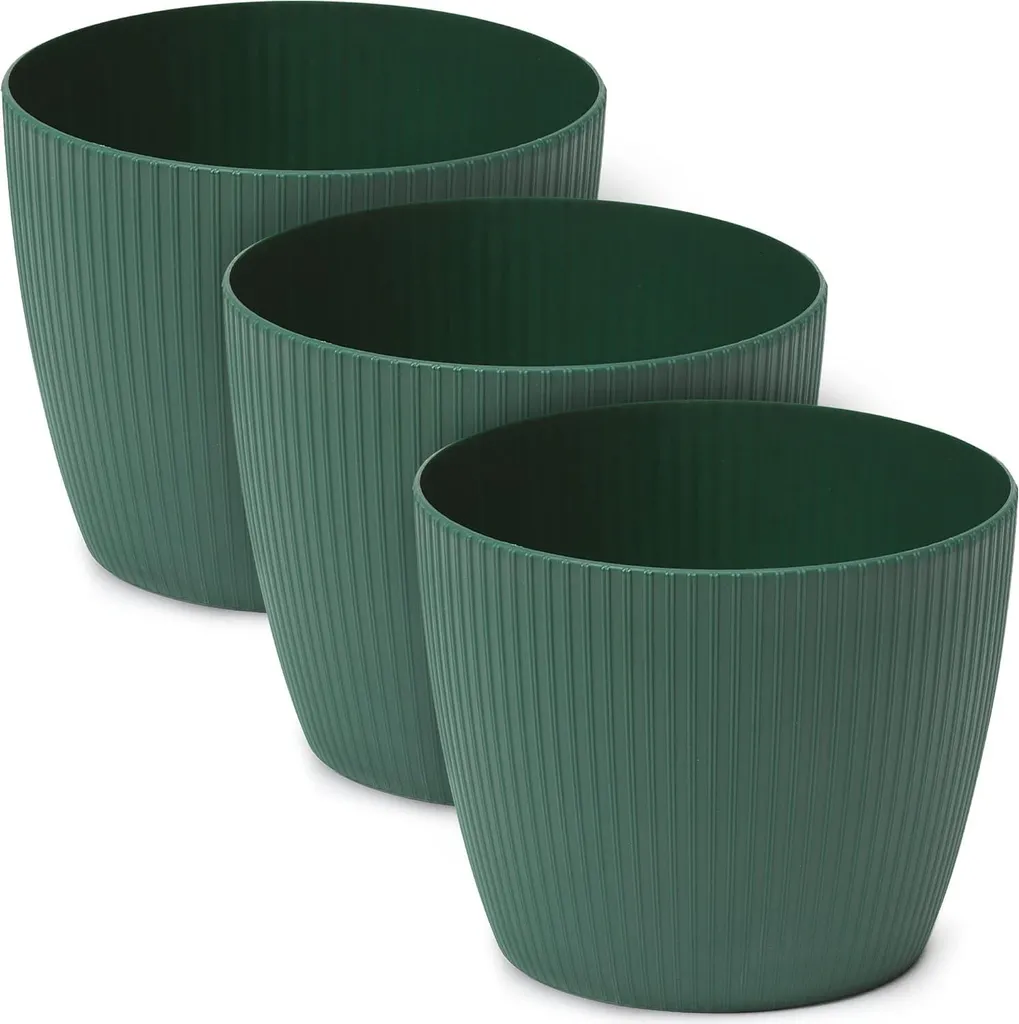 Lot de 3 Pots de fleurs en plastique mat de 16 cm pour herbes aromatiques