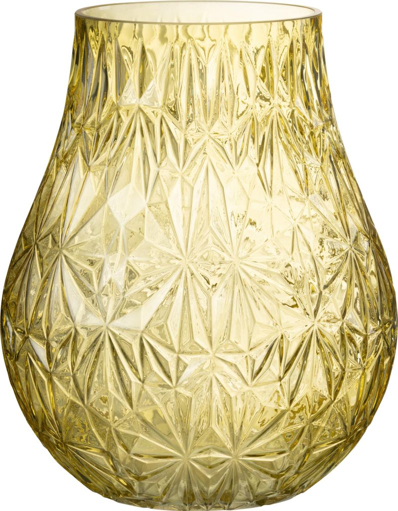 J-Line Vase Nox Geschliffen Glas Gelb Large