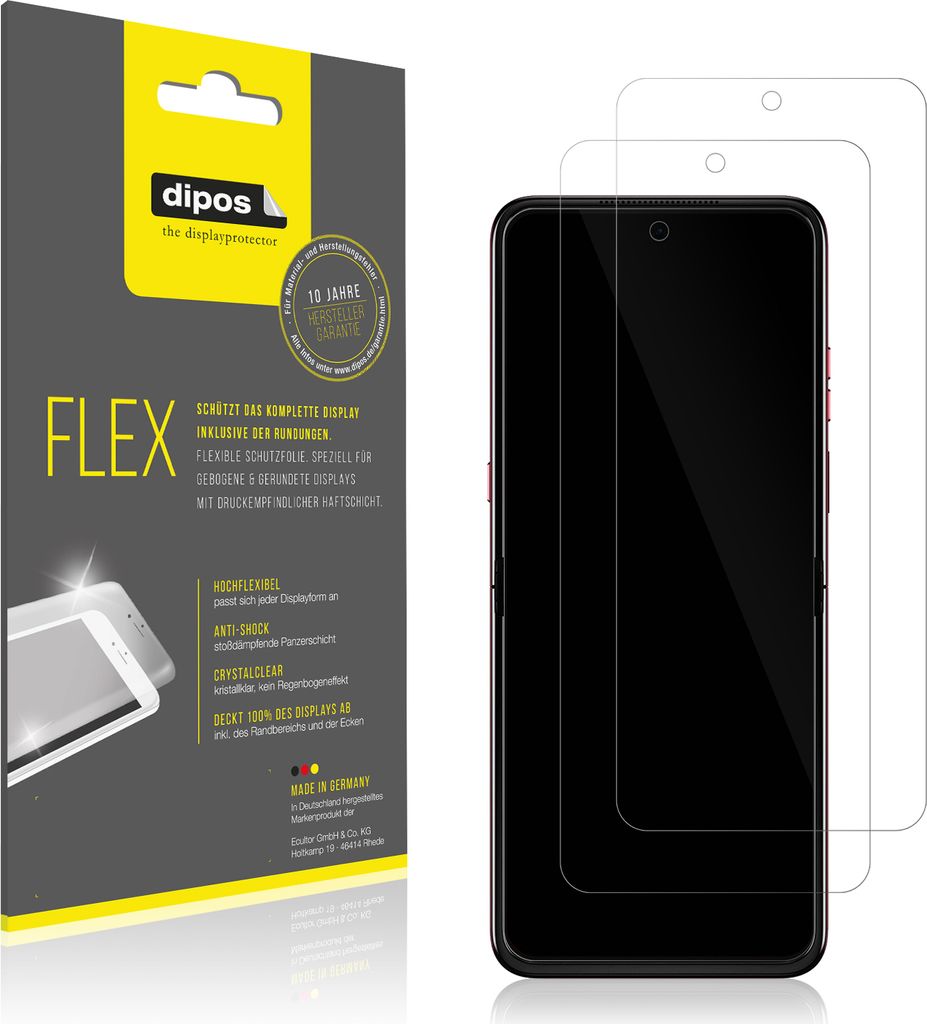 2x Schutzfolie für Motorola Razr 60 Ultra Innenseite Folie, 100% Displayabdeckung, dipos Flex