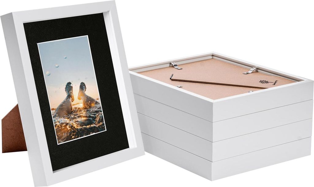 5x weiß 8 "x 10" 3D Box Fotorahmen mit schwarzem 4 "x 6" montieren - stehend hängend handwerk schattenbild display - von nicola frühling