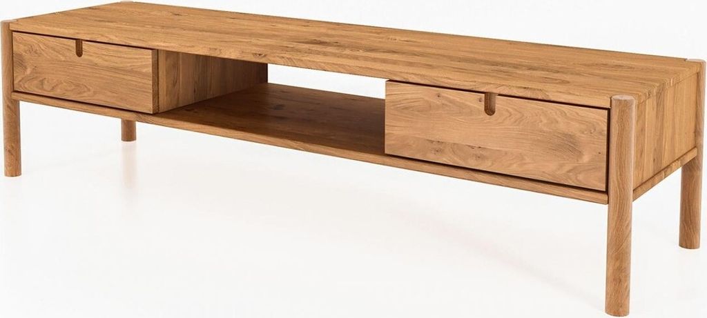 TV-Board Zola Wildeiche massiv 160x39 cm mit 2 Schubladen