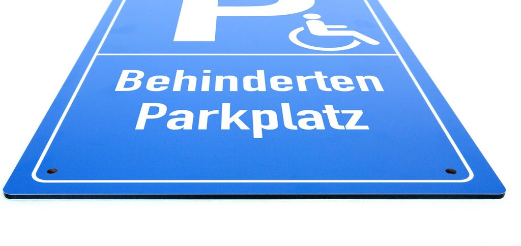 Behinderten Parkplatz - Schild - Hochformat - blau - 4 mm Alu Verbundplatte (30 x 20 cm Bohrloch 4 x)