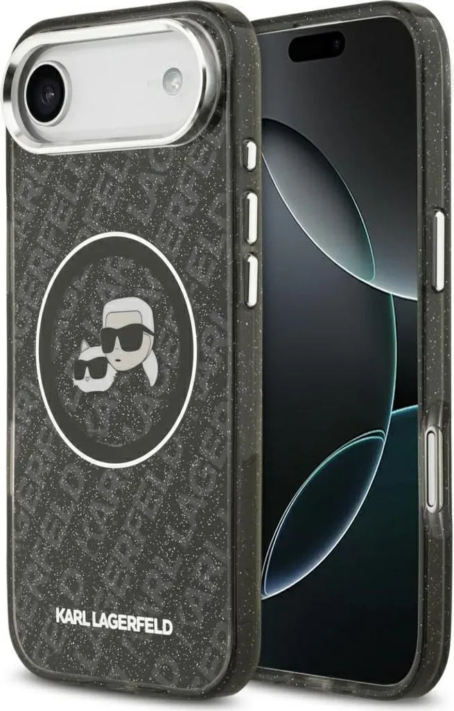 Coque iPhone 17 Air MagSafe Karl Lagerfeld Paillettes K&C Heads Noire