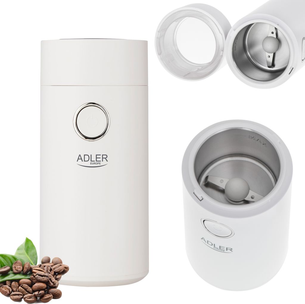 Adler AD 4446WS, Mühle mit Mahlwerk, 75 g, Edelstahl, Weiß, Produktbild 