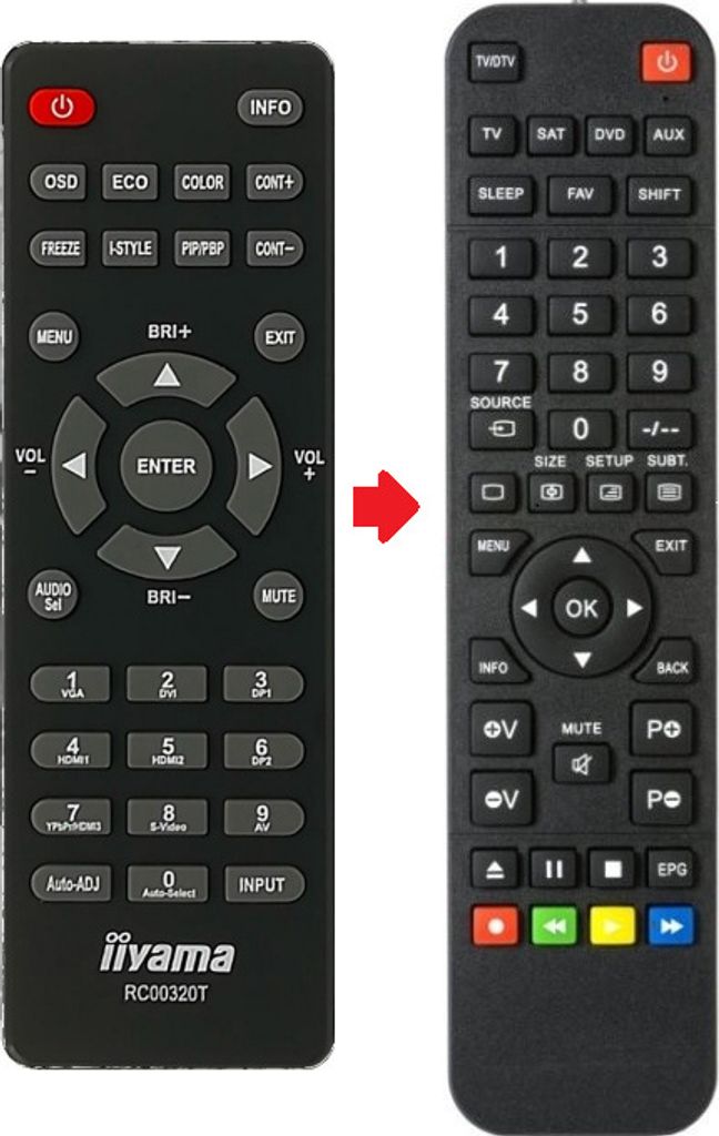 Ersatz Fernbedienung für IIYAMA ProLite X4071UH | X4071UHSU-B1