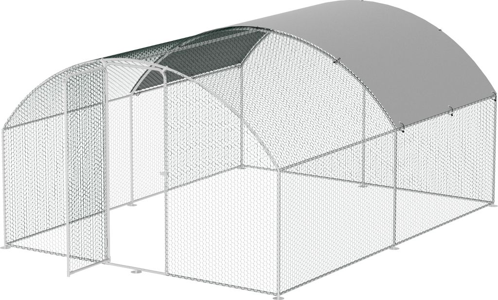 TolleTour 3x4x2m Hühnerstall Kuppeldach Tiergehege Freilaufgehege Tierlaufstall mit PE-Schattendach, Verzinkter Stahlrahmen, Außenzaun Verwendet ...