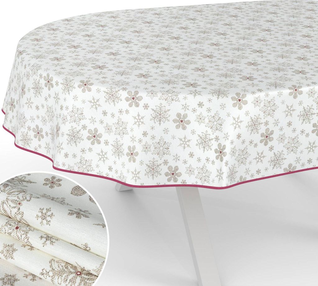 Tischdecke Schneeflocken Oval 180x140 B