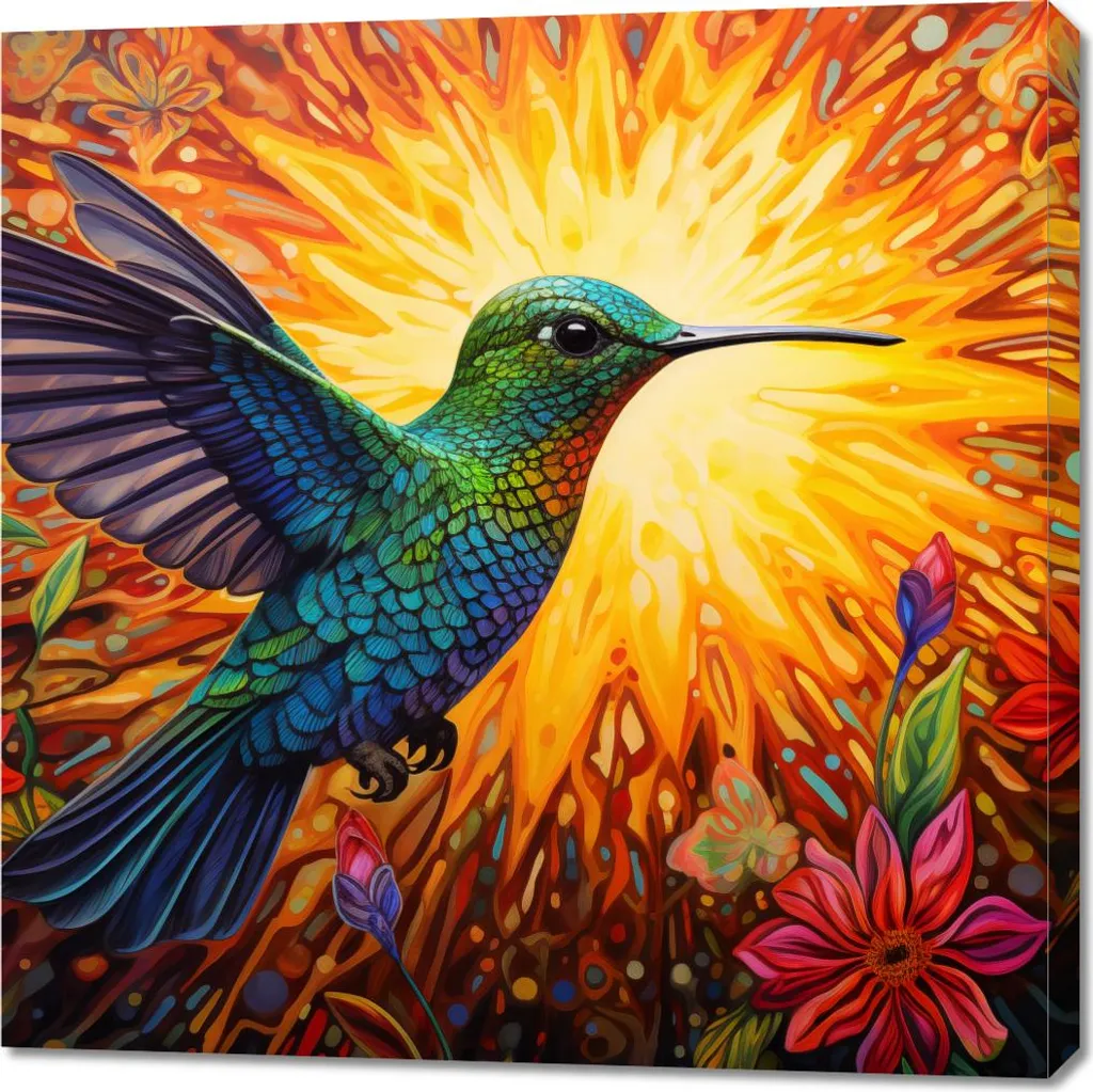 Quadro Colibrì Barw 90x90: Decorazione Murale di Lusso per Case Moderne