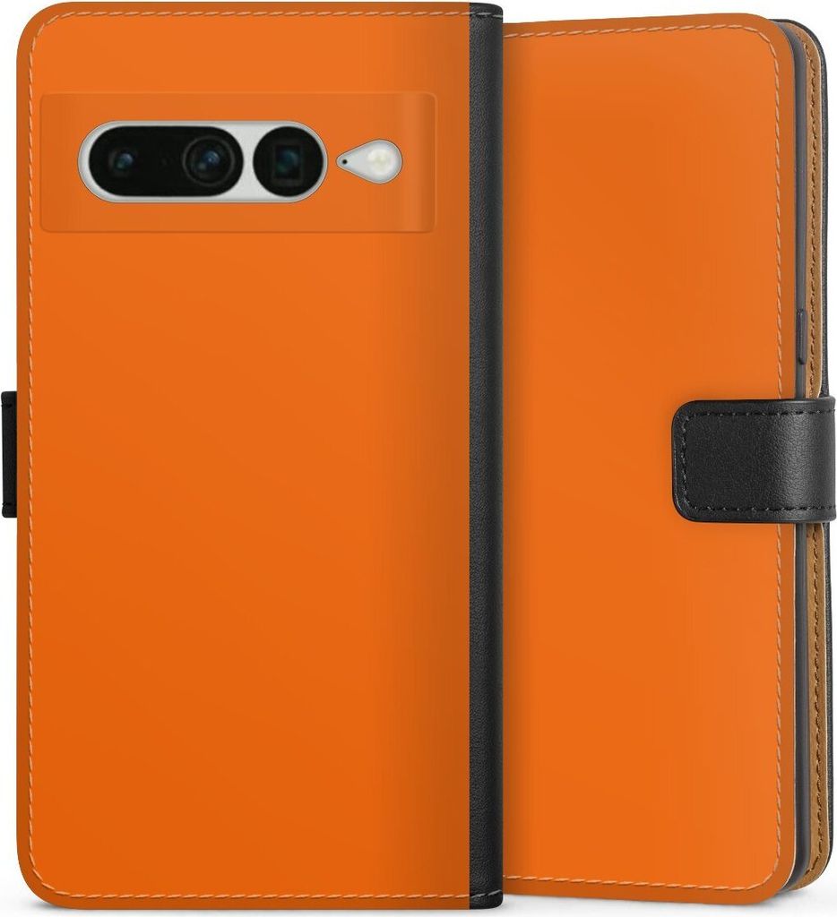 DeinDesign Klapphülle für Google Pixel 7 Pro Handytasche Lederhülle Tasche Farbe einfarbig orange