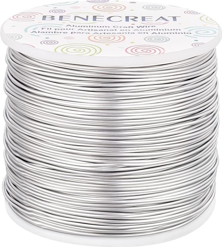 1 mm 150 m eloxierter Aluminiumdraht zum Schmuckmachen, Basteln, Blumenperlen, farbiger Aluminium-Basteldraht - Silber