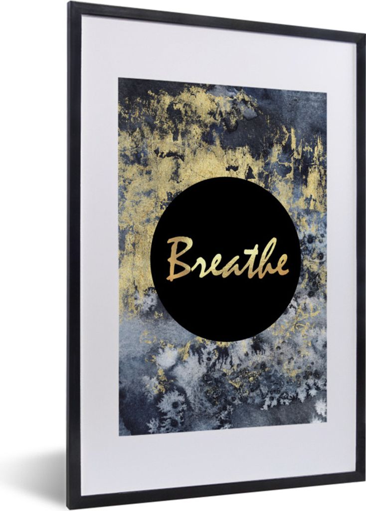 MuchoWow Gerahmtes Poster Zitat - Zen - Gold 40x60 cm - Poster mit Schwarzem Bilderrahmen Wandposter Rahmen Foto Bilder - Poster in Rahmen