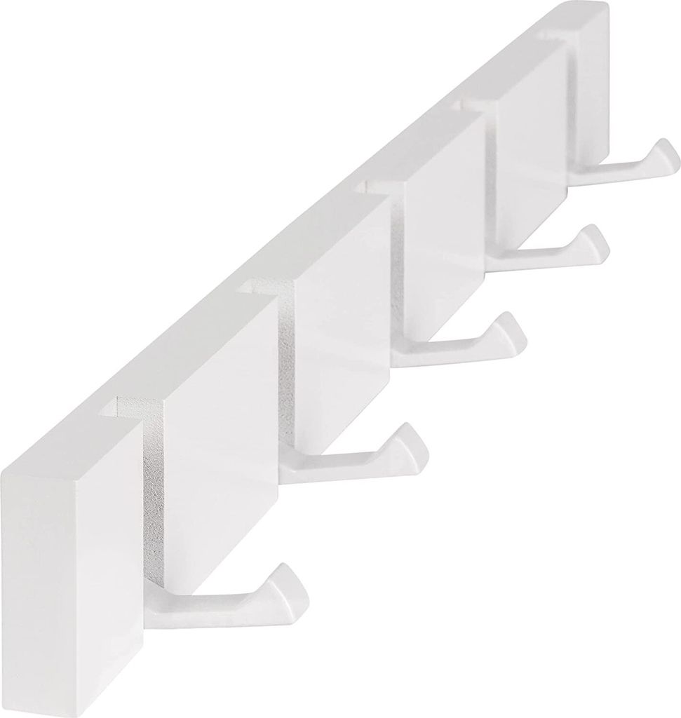 ONVAYA Garderobenhaken | Weiß | Wandgarderobe in modernem Design | Garderobenleiste aus Bambus-Holz | Kleiderhaken ausklappbar | Hakenleiste | G...