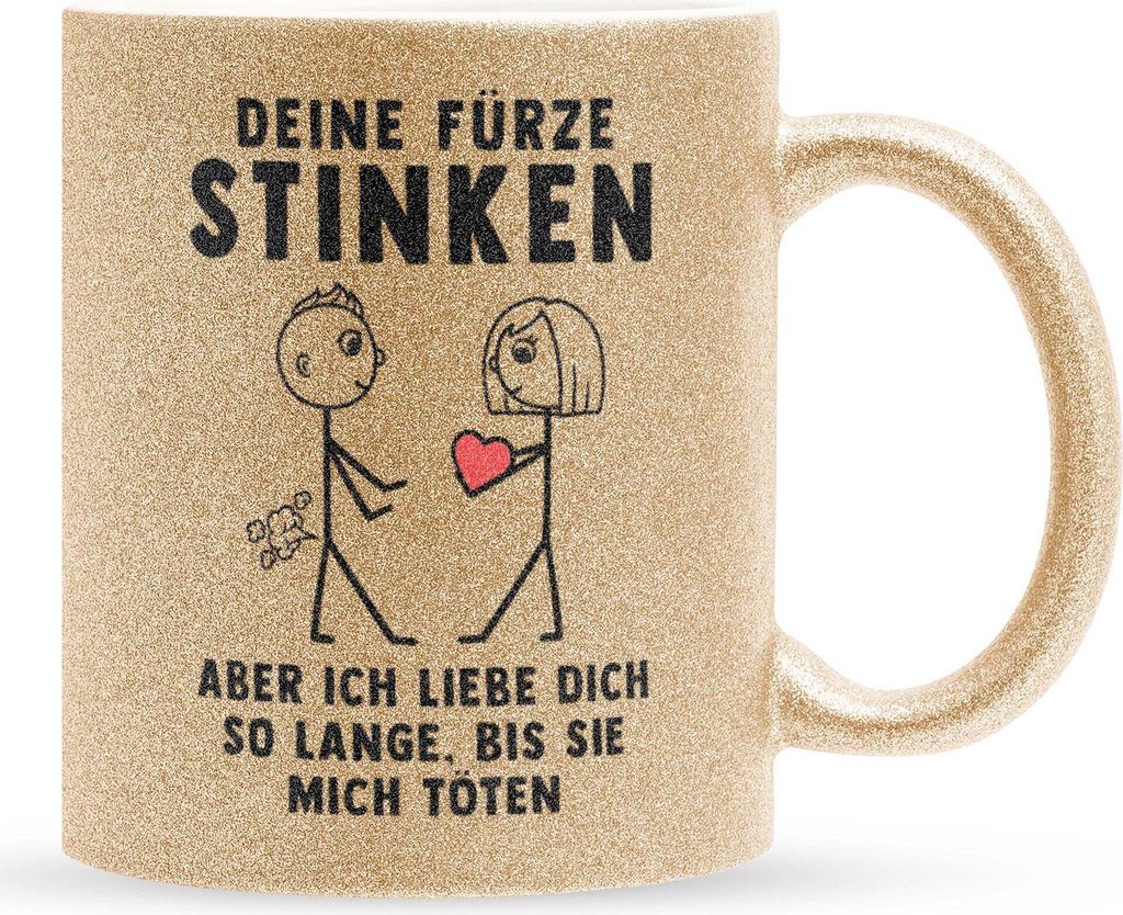 22Feels Glitzertasse Gold Männer Jahrestag Geschenk Hochzeitstag Ehemann Freund Deine Fürze Stinken Kaffetasse Erster Hochzeitstag Valentinstag f...