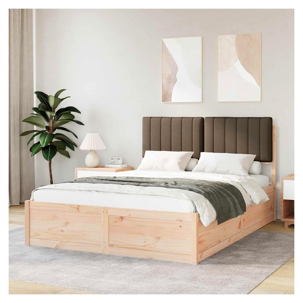 Bettgestell mit gepolstertem Kopfteil Taupe 135 x 190 cm