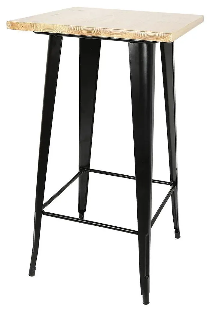Petite table carrée 60 cm bois et piètement métal vert style moderne