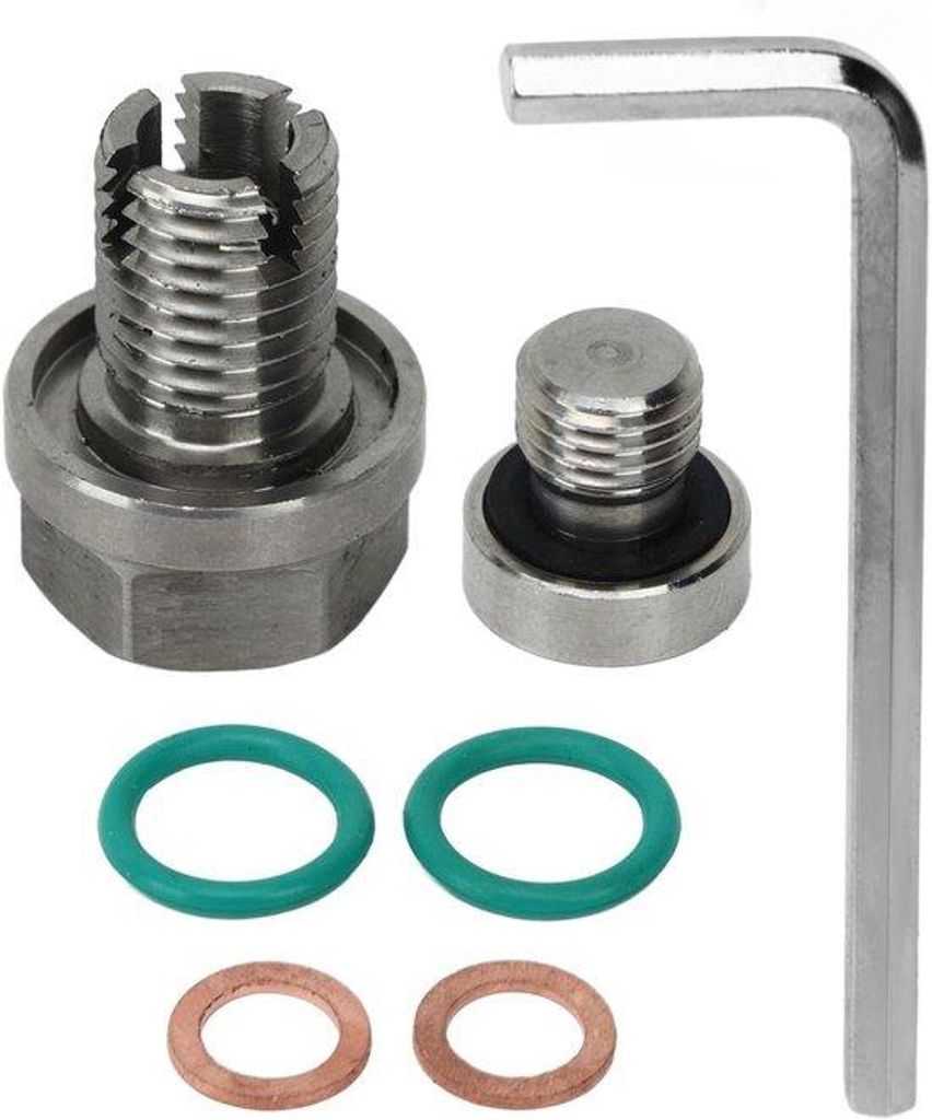 15mm Edelstahl Oelabzapfen mit Schraubendreher Dichtung O-Ring Verpackung Großes Piggyback-Abzapfen Set für Selbstmontage Oelpannschraubendrehtec...