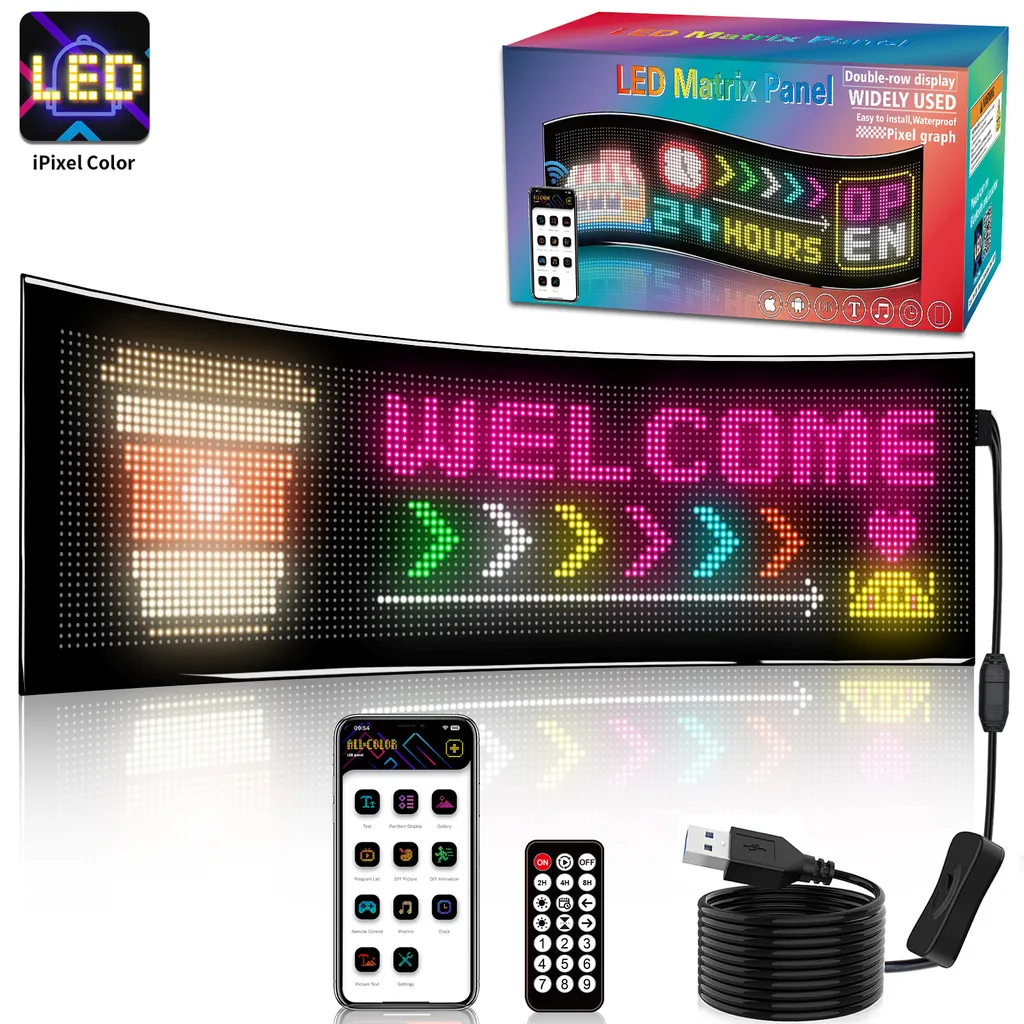 Afficheur Lumineux LED Bluetooth 32x128 Pixels avec Contrôle par App