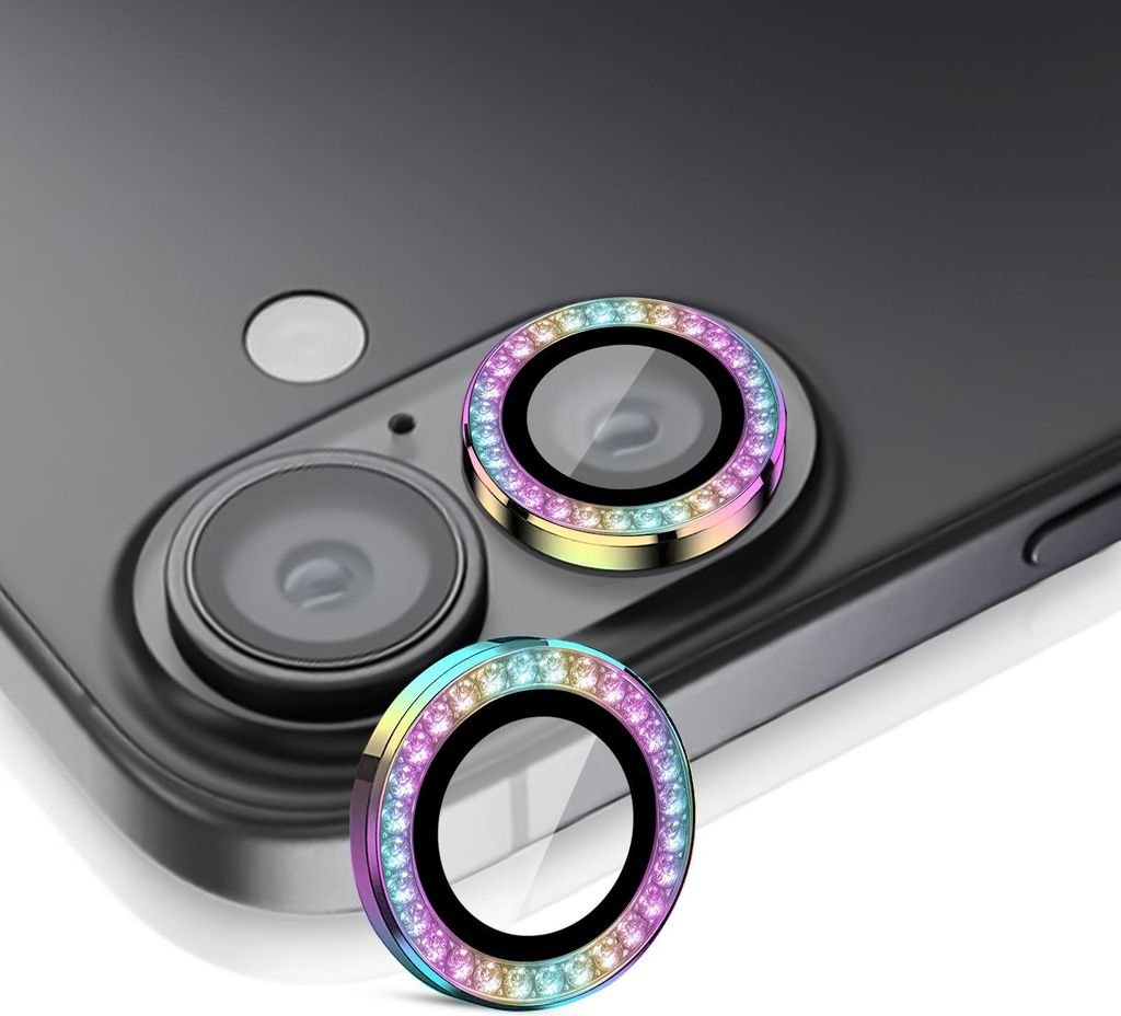 Kamera Linsenschutz Glas Set mit Schmucksteinen für Apple iPhone 17 Schutzglas Camera Linse Panzerfolie 9H Regenbogenfarben
