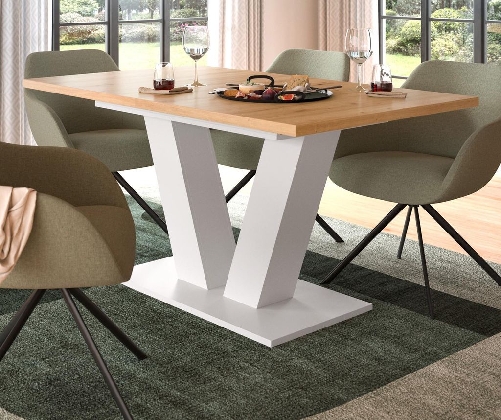Esstisch "Home-X" in Artisan Eiche und weiß Tisch ausziehbar 150 - 190 cm