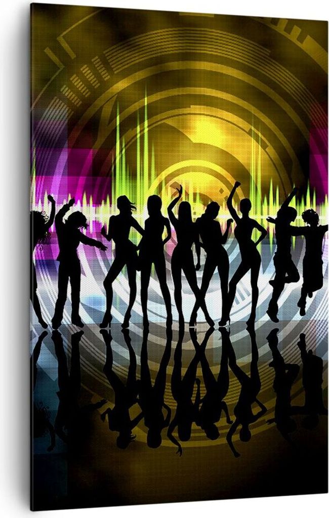 Bild auf Leinwand - Leinwandbild - Einteilig - Disco Musik Tanz Spaß - 80x120cm - Wand Bild - Wanddeko - Wandbilder - Leinwanddruck - Wanddekorati...