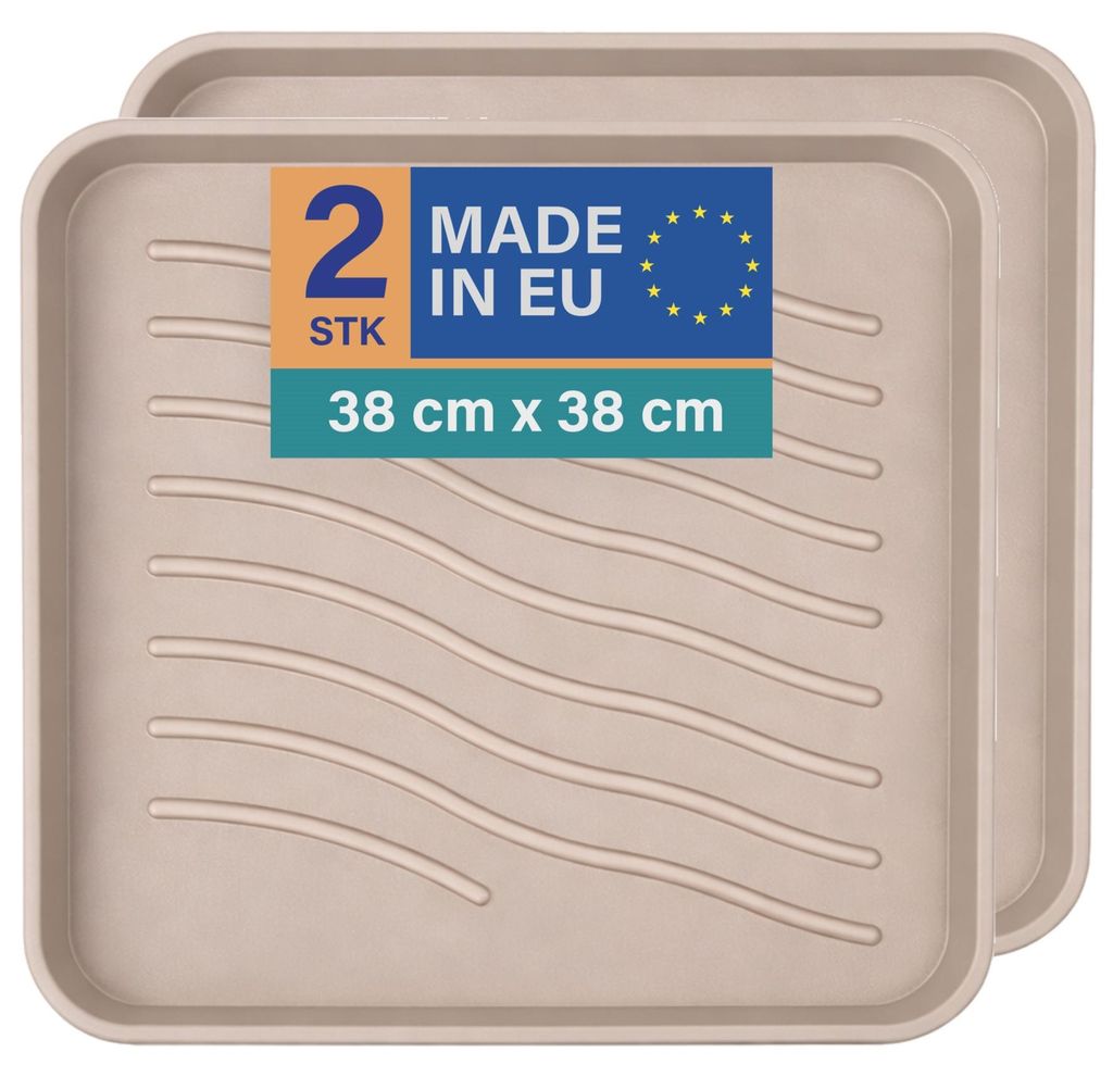 Schuhabtropfschale 38x38x2,5cm Beige 2er-Pack, Schuhwanne Produktbild 