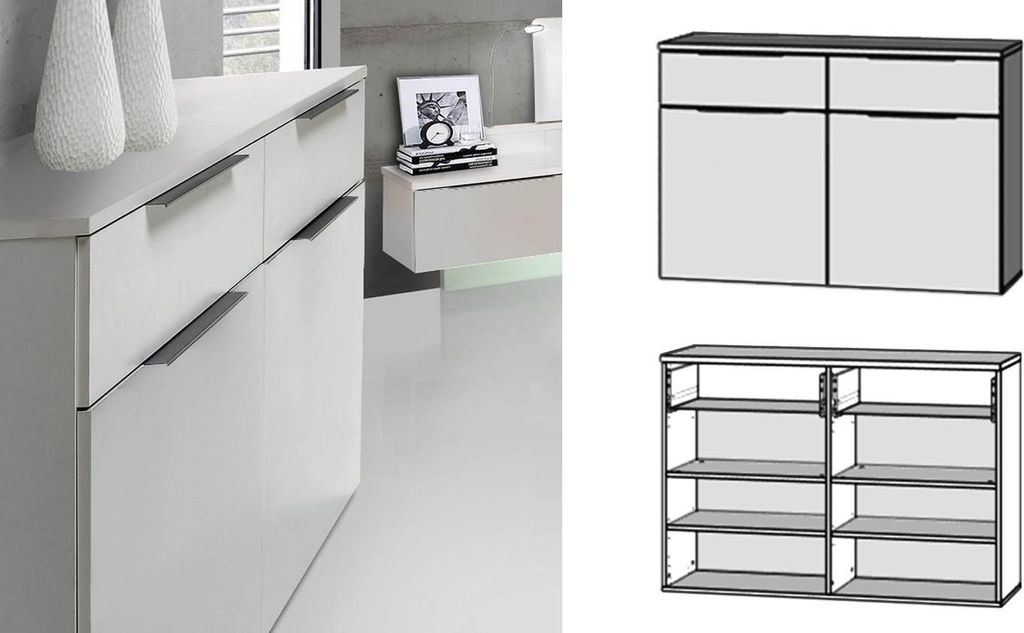 Schlafzimmer Starlet Plus Bettanlage Schrank Kommode in weiß Hochglanz