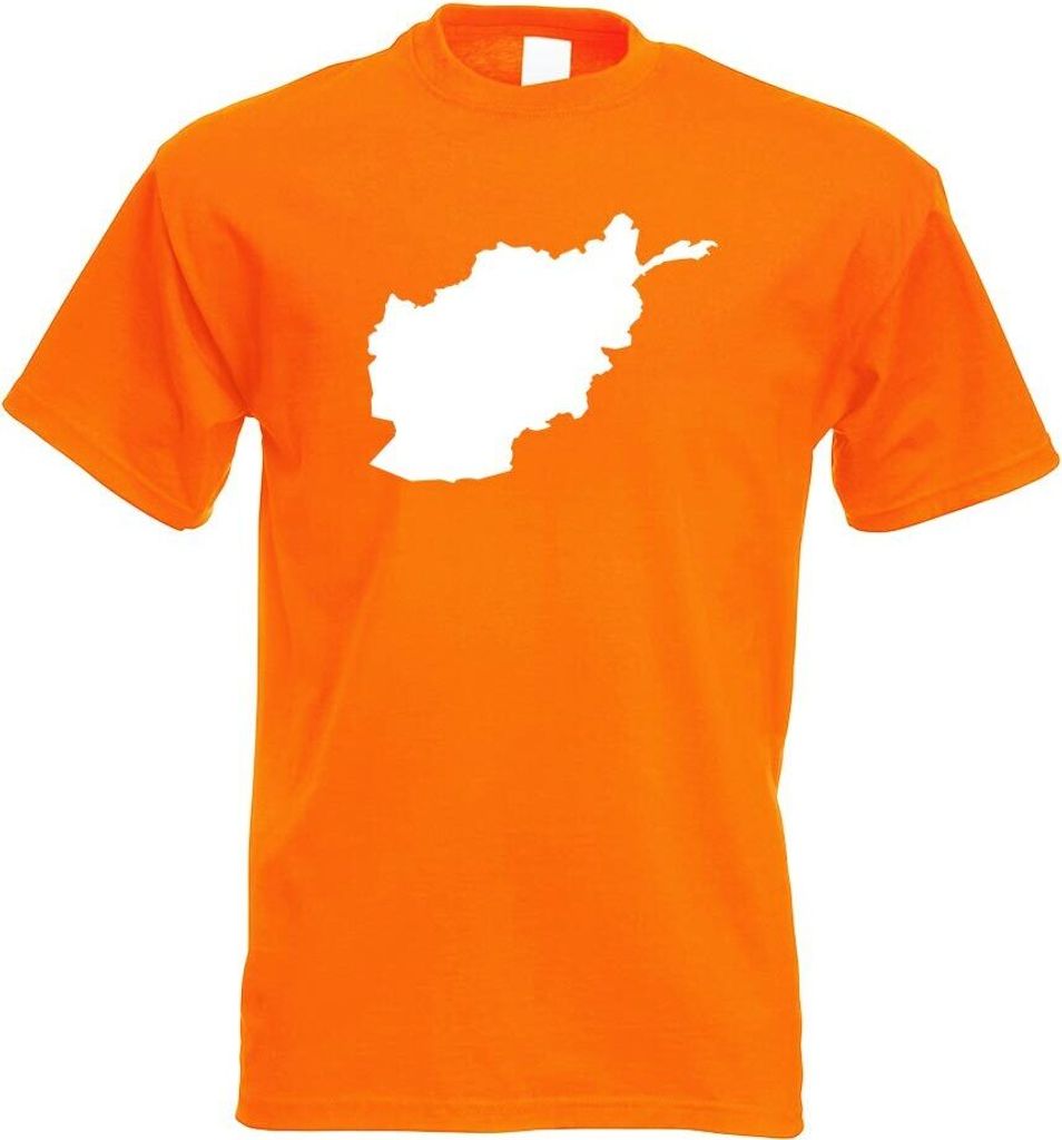 Kiwistar - T-Shirt - orange - Afghanistan Umriss Kontur Herren Funshirt Bedruckt Design Sprüche Spruch Motive - mit Motiv Bedruckt - Funshirt Desi...