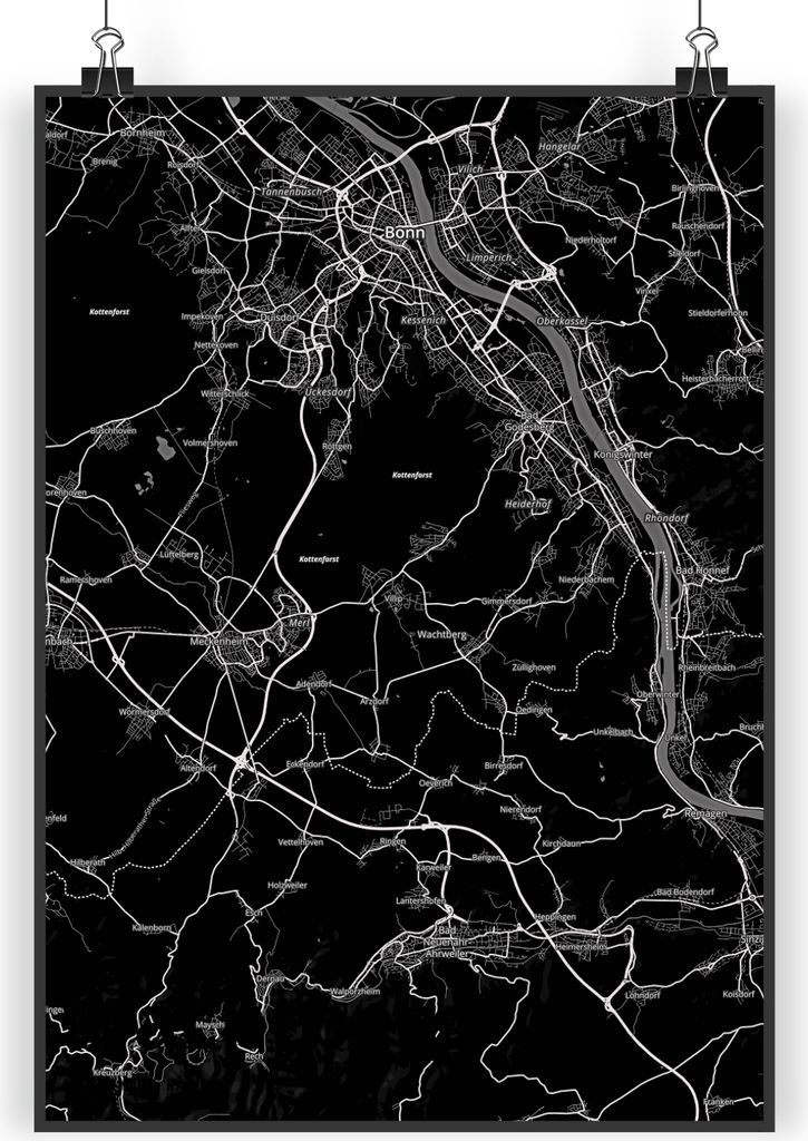 Mr. & Mrs. Panda Bild Wachtberg DIN A4 - Geschenk, drucke, Kunstdruck, wanddeko, Stadt, Dorf Karte Landkarte Map Stadtplan, Wandbild, Deko