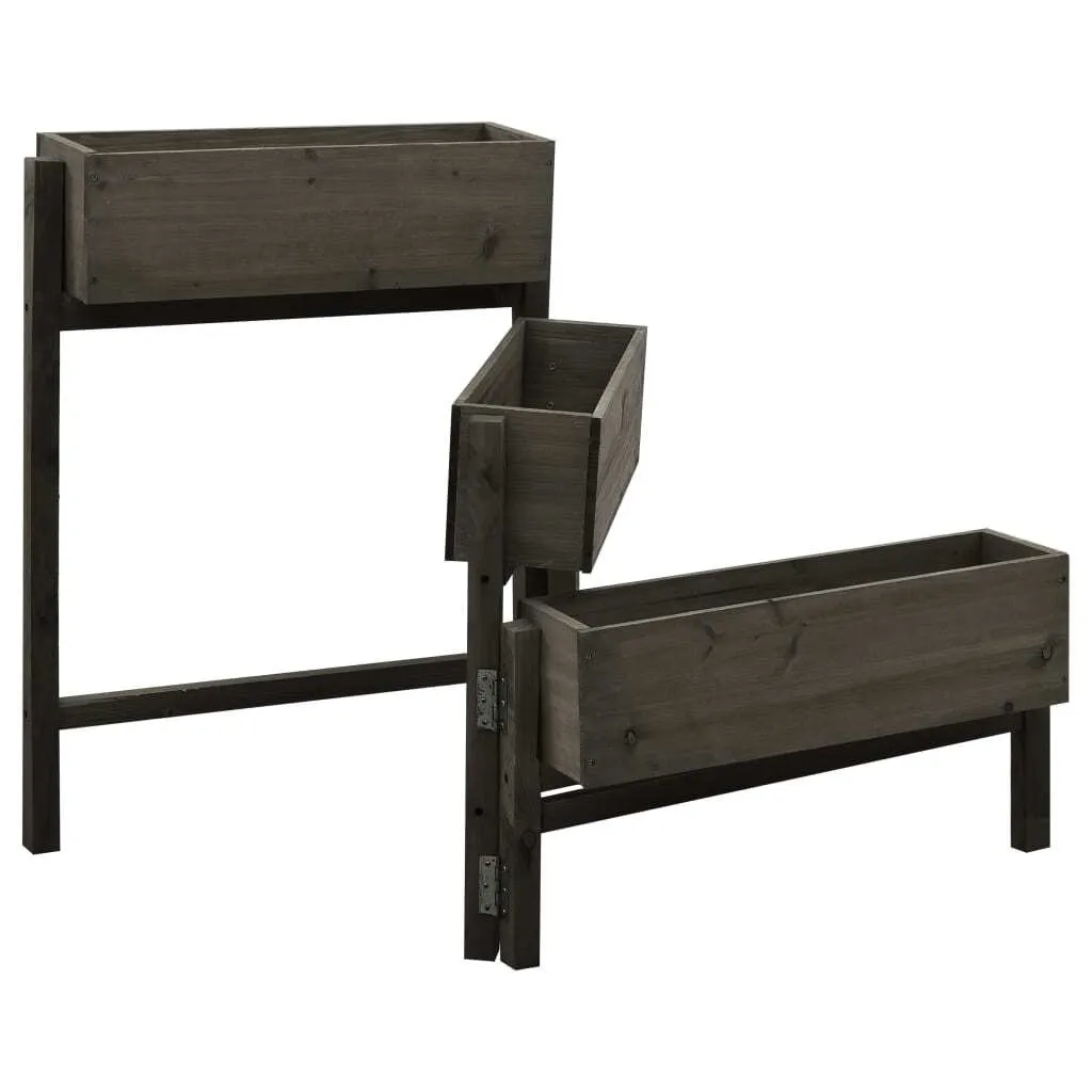 Potager de balcon pliable gris en bois massif pour herbes aromatiques