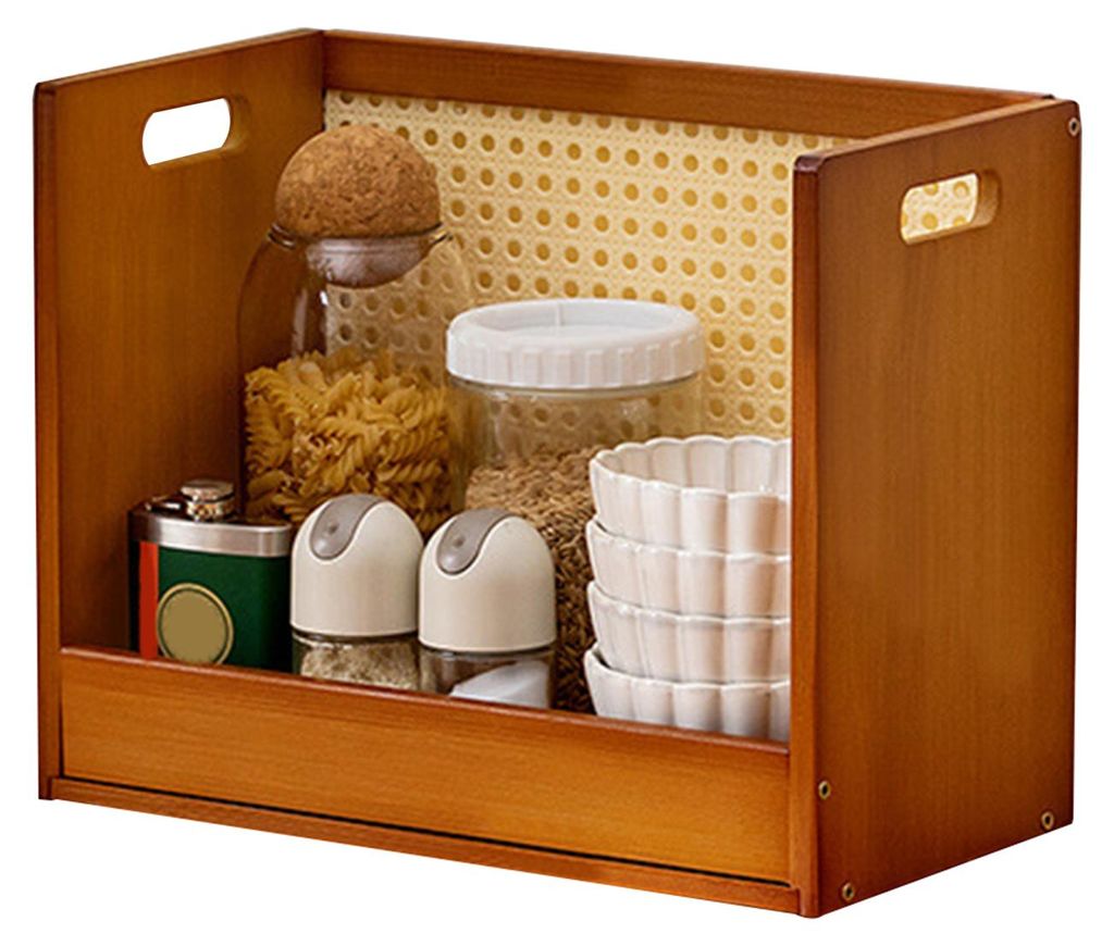 Vintage Aufbewahrungsregal aus Holz, Tischregal für CDs mit Griffen, stapelbares Bambus-Displayregal für Kassetten, Tonbänder, Gewürzgläser, T...