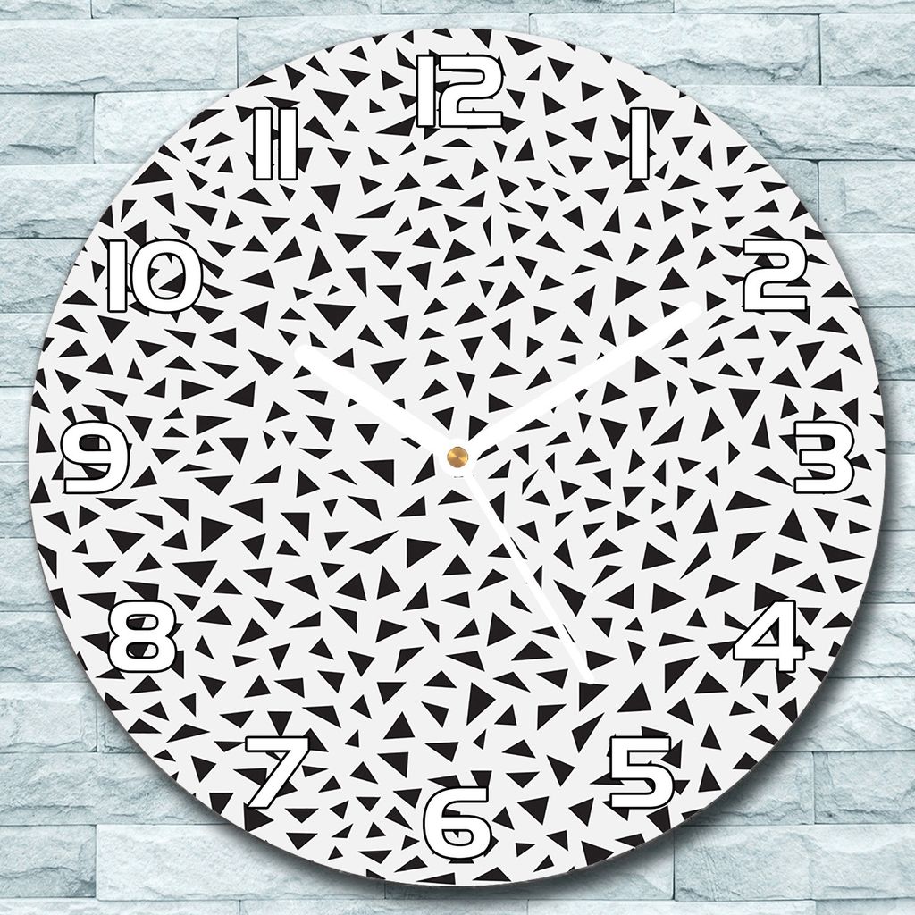 Wanduhr aus Glas Rund fi 30 Winzige Dreiecke Quarz Deko Schlafzimmer Büro