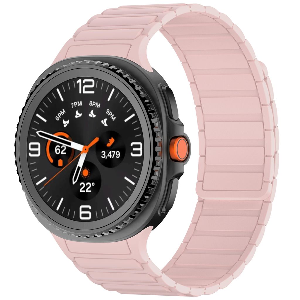 FFO2World Magnetarmband für Galaxy Watch 8 (40/44 mm) & 8 Classic 46 mm – Weiches Silikonarmband mit starkem Magnetverschluss – Rosa