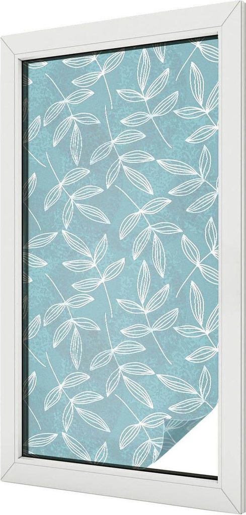 Buntglas Fensterfolie – 100x50 cm – Stained-Glass Design – blickdichte dekorative Sichtschutzfolie – selbstklebend, UV-Schutz – Laubige E...