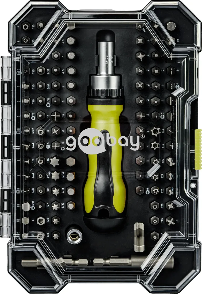 Goobay 77844 Set Cacciaviti 100 Punte Acciaio S2 | Kit Fai Da Te