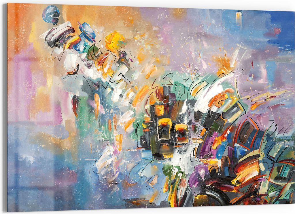 DEQORI Glasbild Echtglas 90x60 cm 'Abstraktes Feuerwerk' Wandbild Bild modern Deko