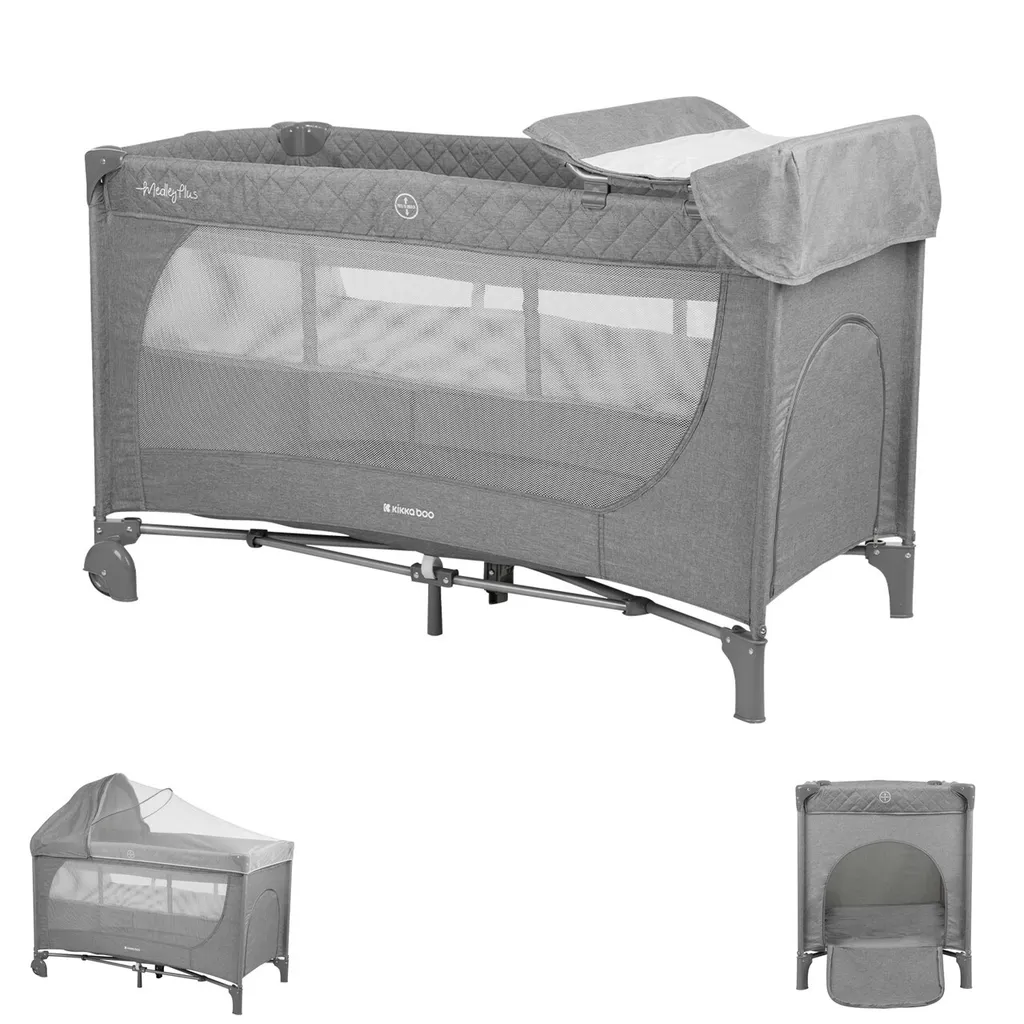 Lit Bébé Voyage avec Table à Langer et Moustiquaire Medley Plus Gris