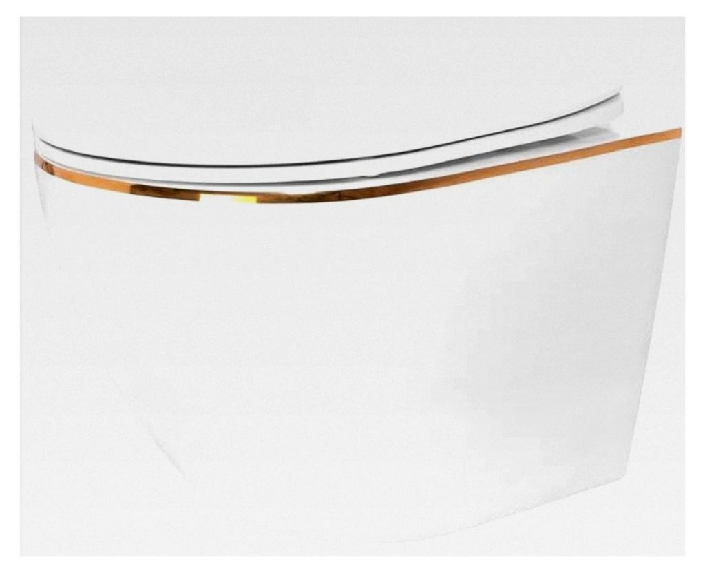 Wandhängendes WC Carlo Mini Tornado/Dur/Flat/Zm Weiß Gold, Ohne Spülkasten, modernes Design - 49X36,5X37CM