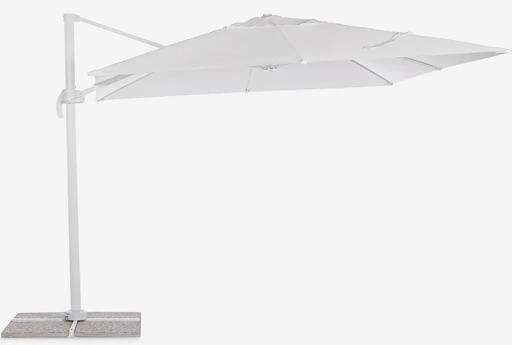 Parasol déporté de jardin carré 3x3m en aluminium Paradise White