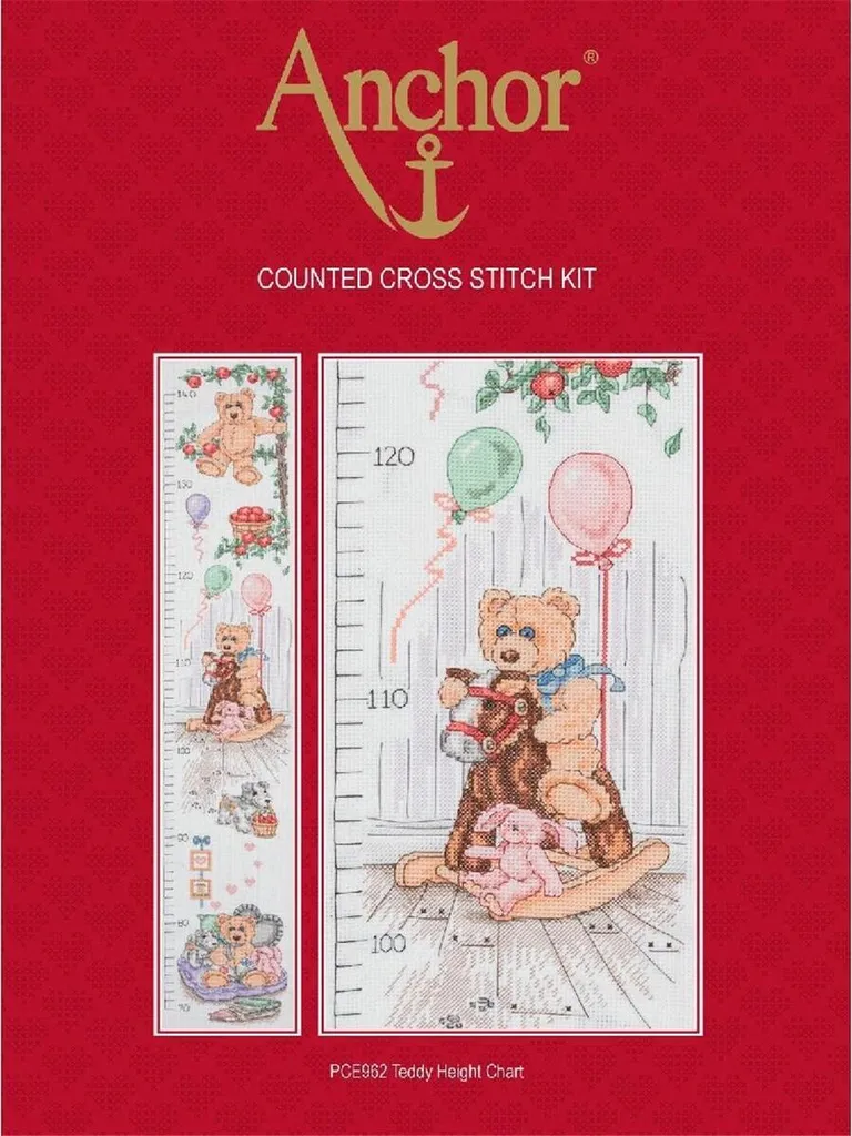 Kit Point de Croix Anchor Teddy Toise Enfant avec Fils Coton et Toile