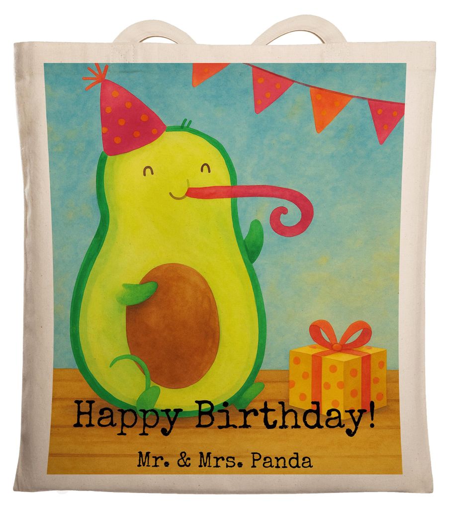 Mr. & Mrs. Panda Tote Bag Avocado Geburtstag Design - Weiß - Geschenk, Unitasche, Laptoptasche, Tasche, Frucht, festivaltasche, Tragetasche, Alles...