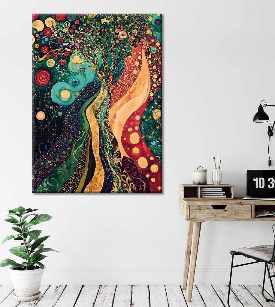 Wallity, WY448 (50 x 70), Dekoratives Leinwandgemälde, Mehrfarbig, Baumwolle, 50 x 70 cm