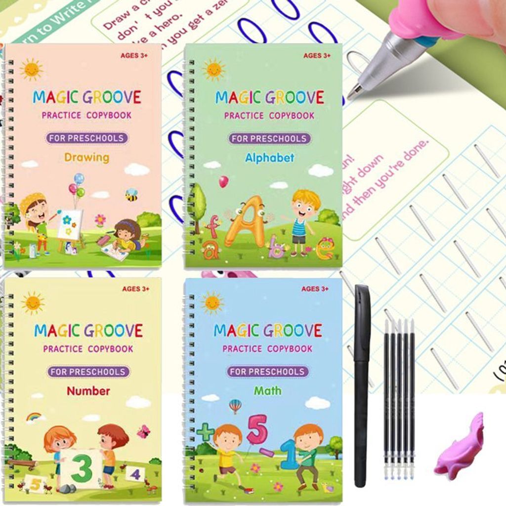 LUMIOS 5 Kalligraphie-Bücher Für Kinder – Magische Schreibübungen, Alphabet, Zahlen, Zeichnungen