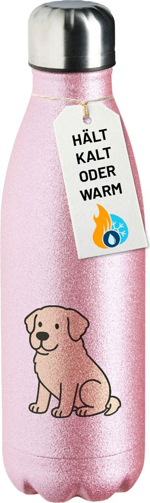 Huuraa Trinkflasche Kuvasz Comic Kuvi 500ml Pink Edelstahl Wasserflasche Trinkflasche Geschenkidee