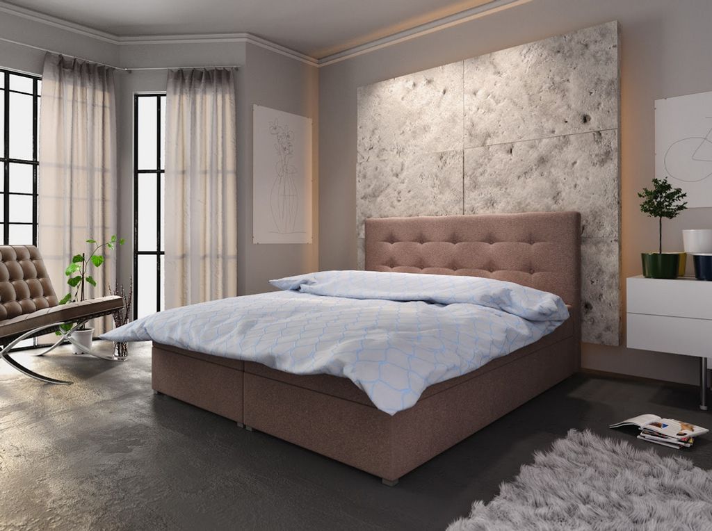 Ehebett mit Stauraum STIG 6 – 200x200, braun Produktbild 