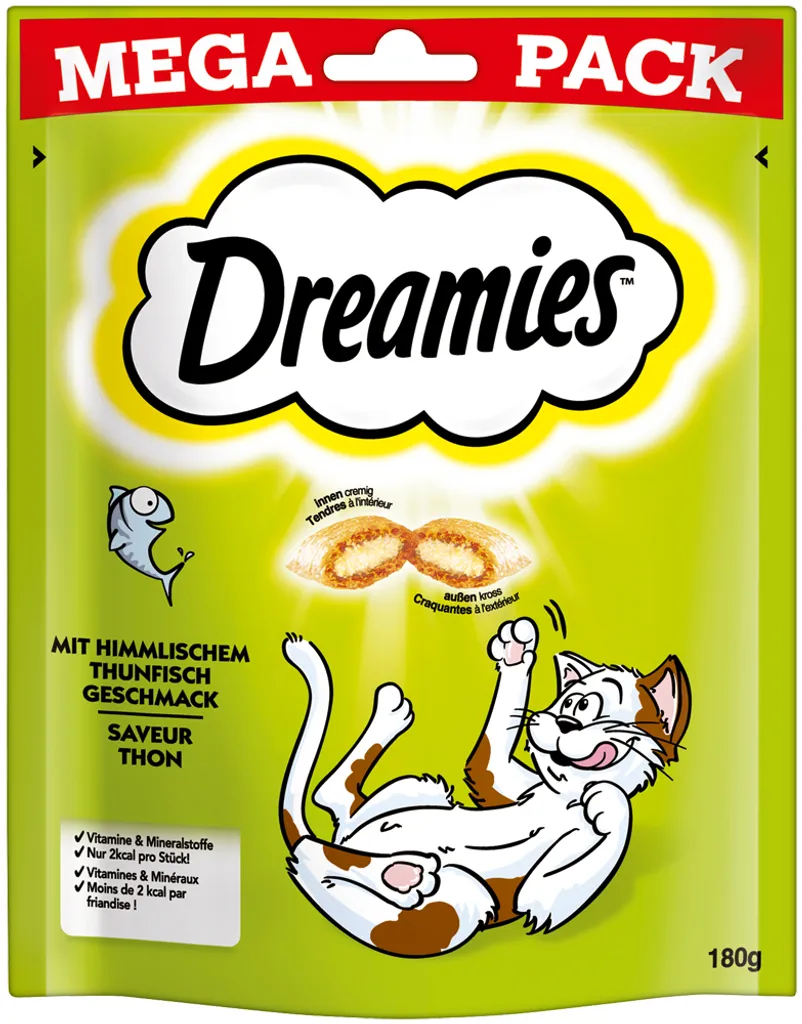 Dreamies Thon 180g x4 Biscuits Croquants et Fondants pour Chats