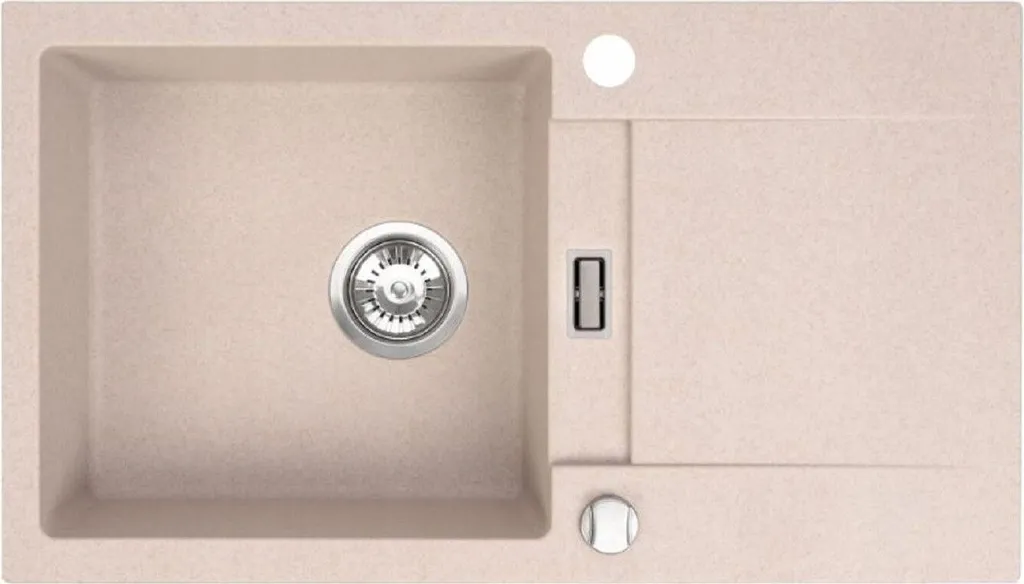 Lavello 76x44 Beige QLS Runner Antigraffio + Sifone Salvaspazio