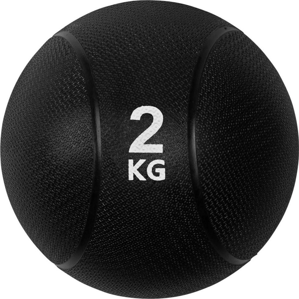 VirtuFit Medizinball Pro 2 kg aus Gummi, Schwarz, 21 cm Durchmesser
