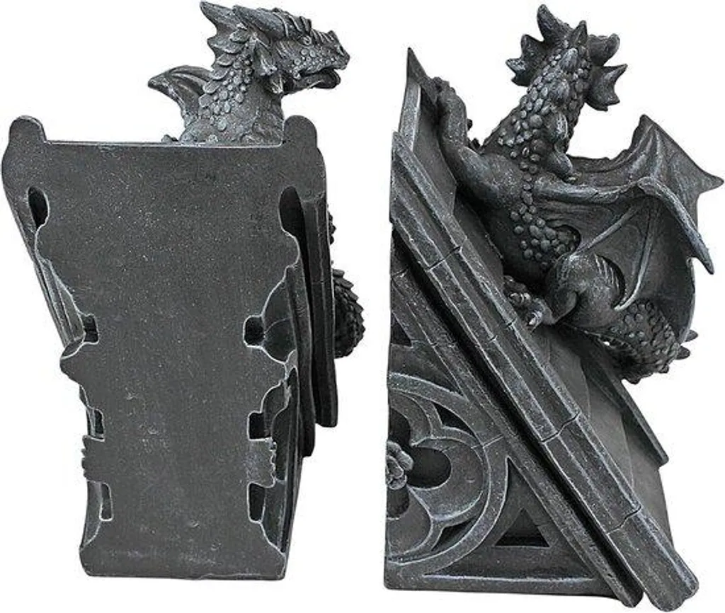 Statuettes de comptables gothiques en résine grise pour déco insolite
