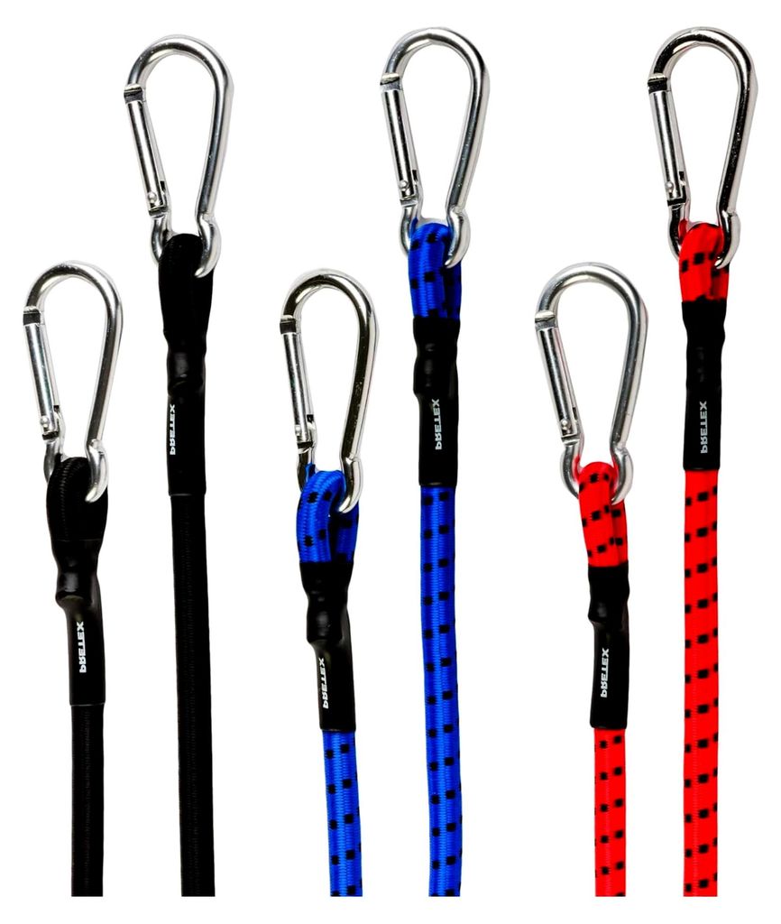 Spanngurte mit Haken 6er-Set - Spanngummis in 3 Längen - belastbare mehrfarbige Gepäckspanner - Expander mit Karabiner - Gummispanner Set