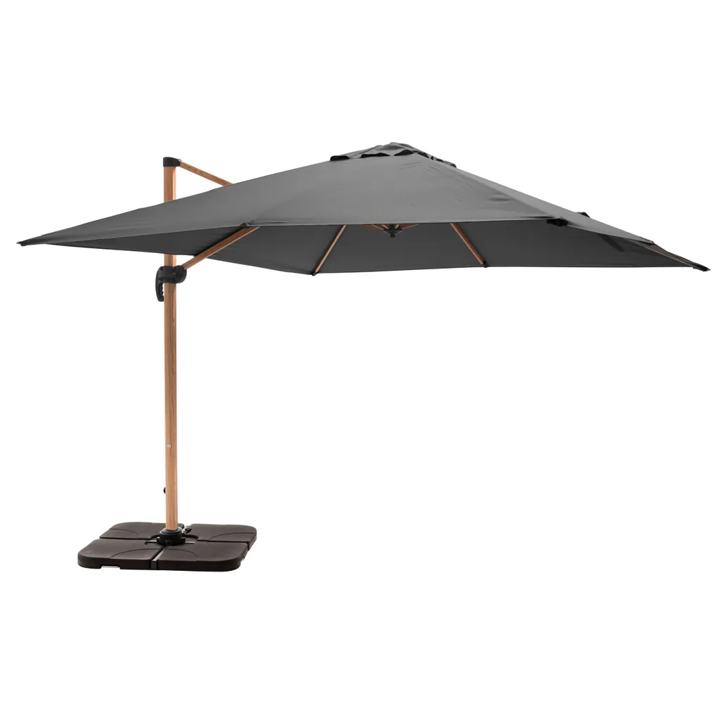 Parasol 3x3 déporté gris anthracite et dalles lestage 3x3m Oviala Brescia